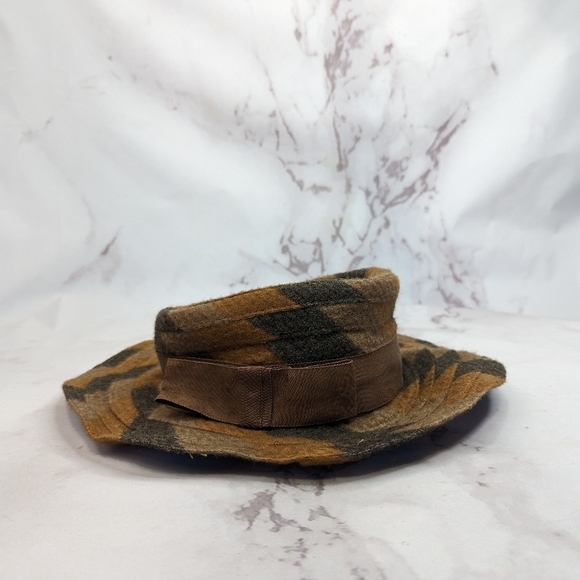 Vintage Wool Hat Floppy 40s 50s Bow Brown Tan Union Made Cloche United Hatters - Picture 4 of 11